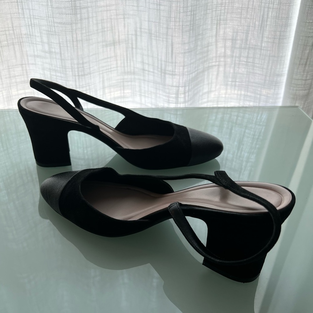 Leather Slingbacks black 8m Ines Preston & York - Picture 3 of 5